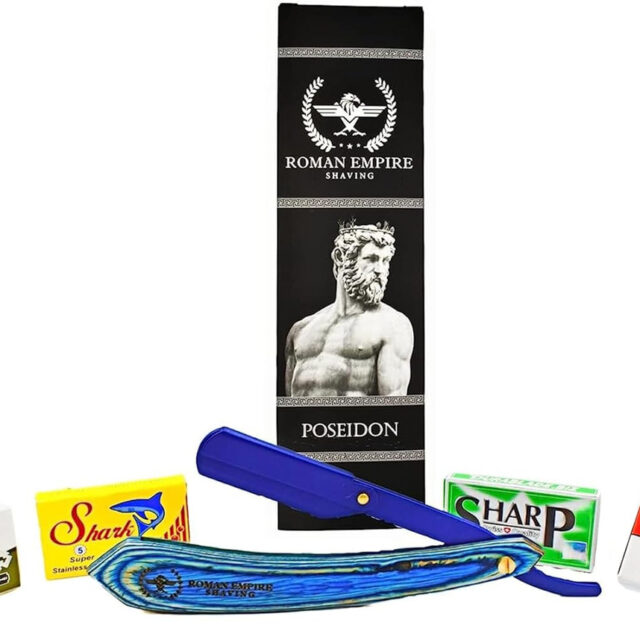 Roman Empire Shaving Poseidon New Shavette in Legno